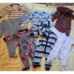 7p Bundle pj Infant baby 6m set Footed Hooded one piece sleepwear fleece animal